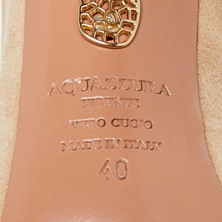 Pre Owned Aquazzura Beige Suede Sexy Thing Cutout Sandals Size 40