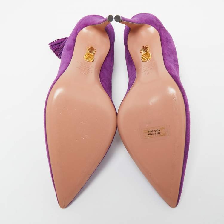 Pre Owned Aquazzura Purple Suede Forever Marilyn Pumps Size 40.5
