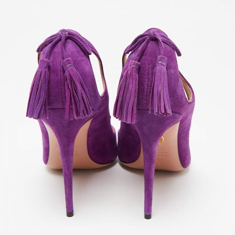 Pre Owned Aquazzura Purple Suede Forever Marilyn Pumps Size 40.5