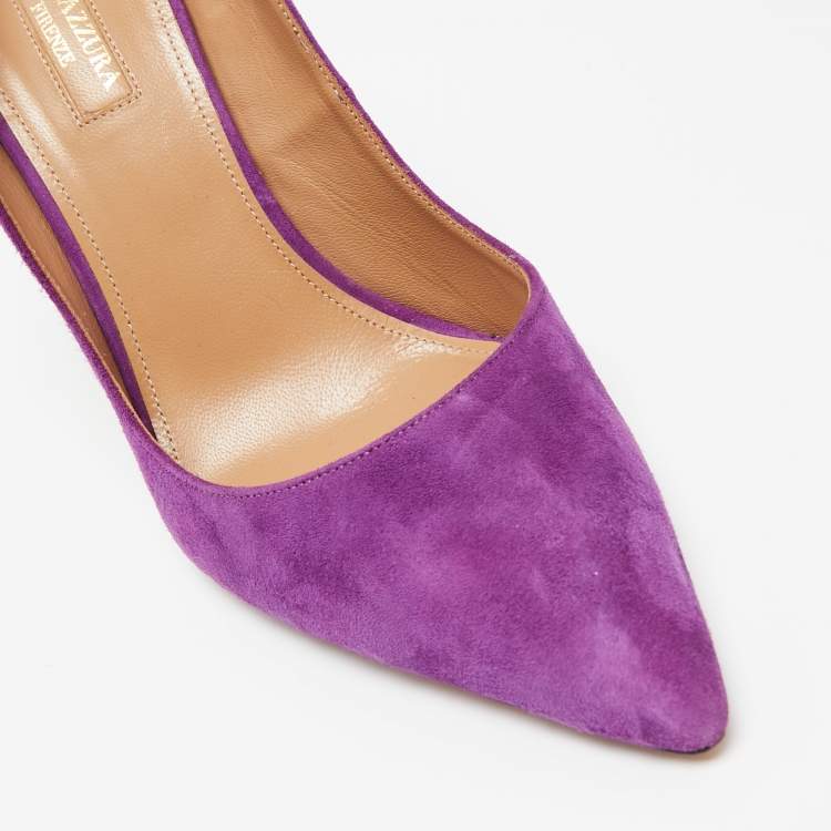 Pre Owned Aquazzura Purple Suede Forever Marilyn Pumps Size 40.5