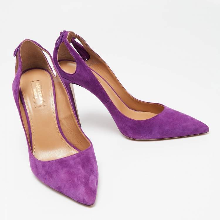 Pre Owned Aquazzura Purple Suede Forever Marilyn Pumps Size 40.5