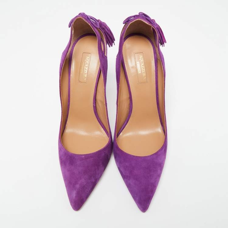 Pre Owned Aquazzura Purple Suede Forever Marilyn Pumps Size 40.5