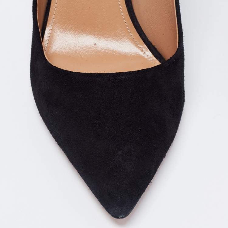 Pre Owned Aquazurra  Black Suede Purist Pointed Toe Pumps Size 38 