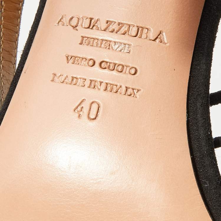 مملوكة مسبقًا Aquazzura Black Fringed Suede Wild Thing Ankle Wrap Sandals Size 40