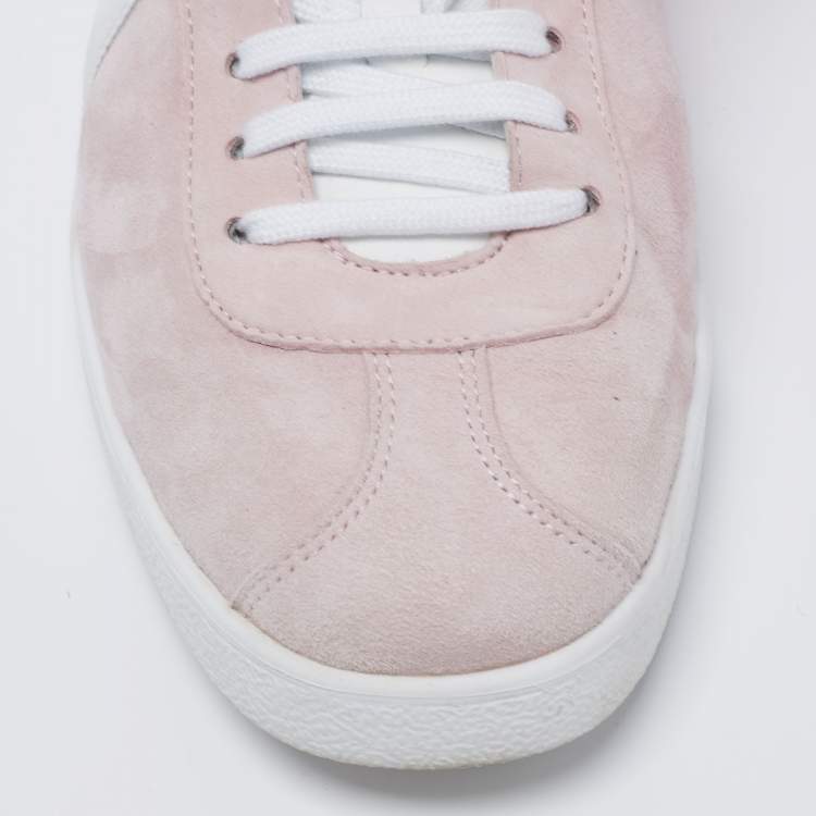 Pre Owned Aquazzura Pale Pink/White Suede And Leather Low Top Sneakers Size 41