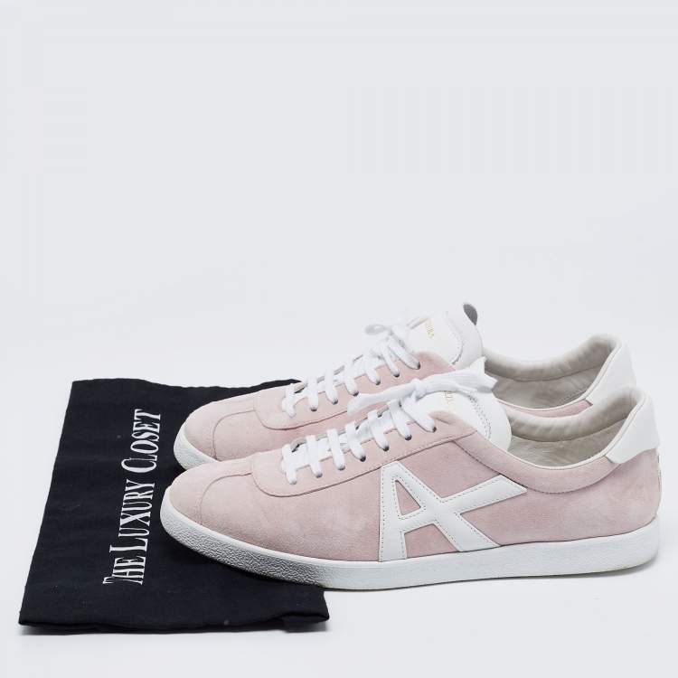 Pre Owned Aquazzura Pale Pink/White Suede And Leather Low Top Sneakers Size 41