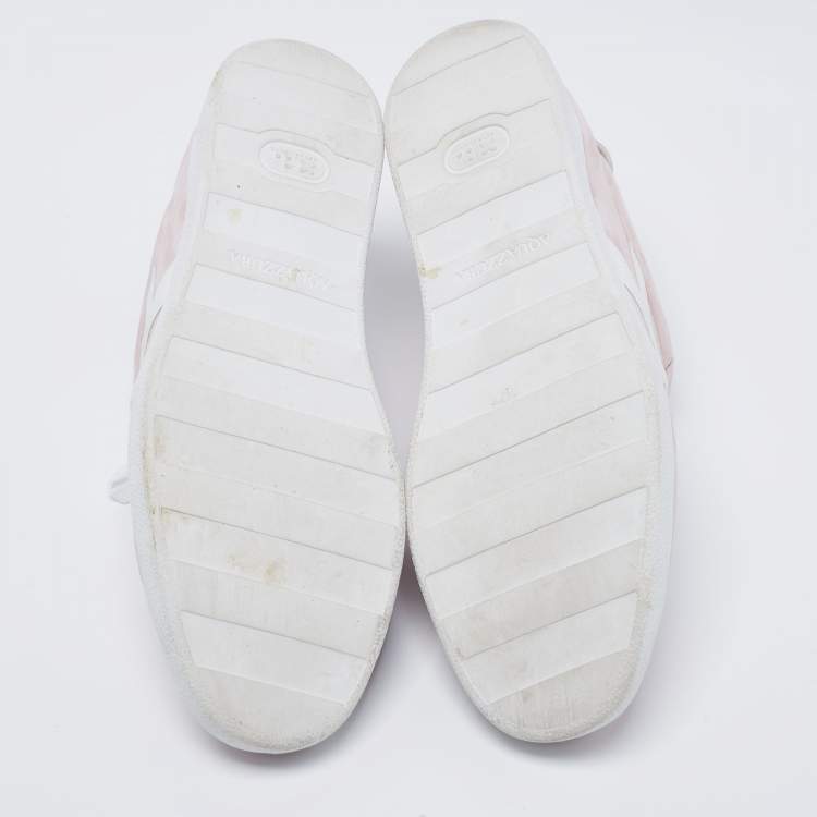 Pre Owned Aquazzura Pale Pink/White Suede And Leather Low Top Sneakers Size 41