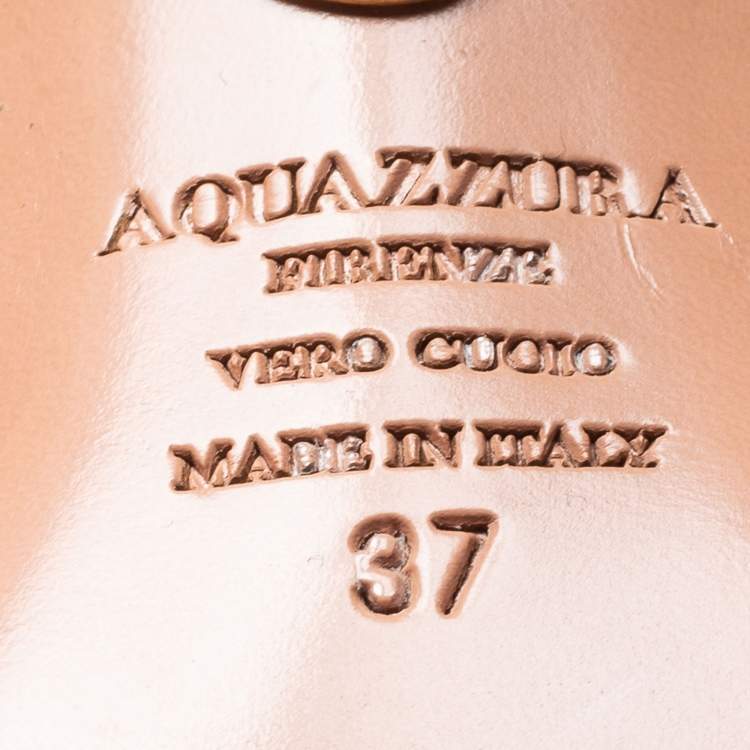 Pre Owned Aquazzura White Leather Hello Lover Ankle Cuff Pumps Size 37