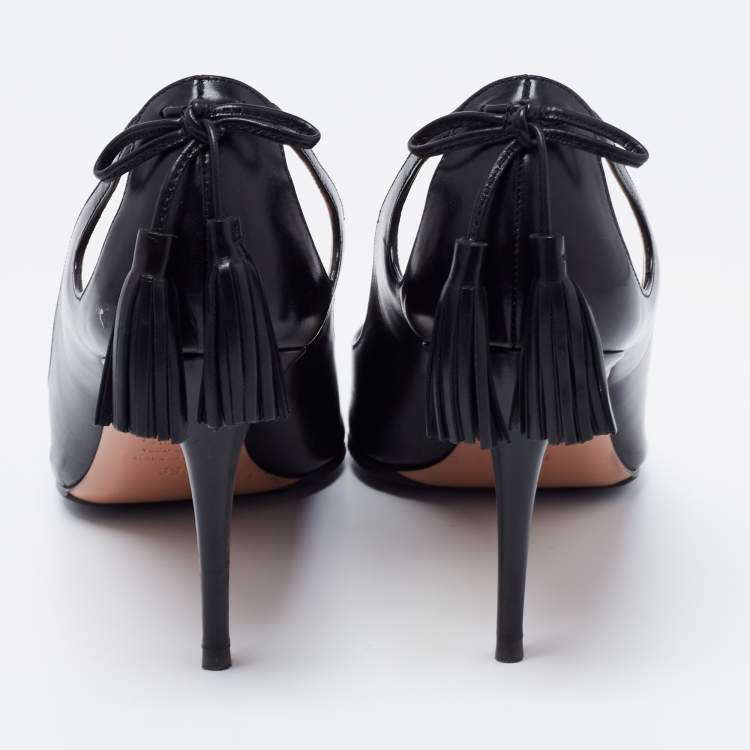Pre Owned Aquazzura Black Leather Forever Marilyn Pumps Size 39