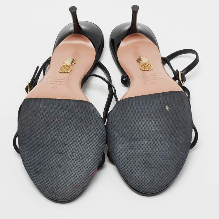 Pre Owned Aquazzura Black Leather Carolyne Strappy Sandals Size 40