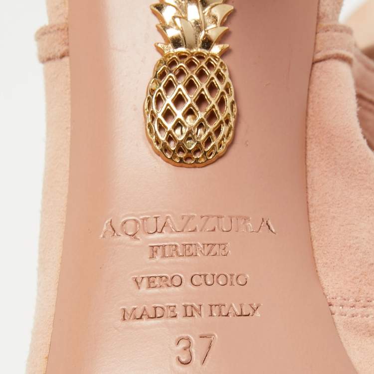 Pre Owned Aquazzura Pink Suede Sexy Thing Ankle Tie Sandals Size 37