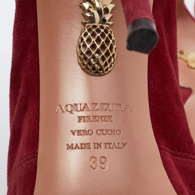 Pre Owned Aquazzura Red Suede Sexy Thing Booties Size 39