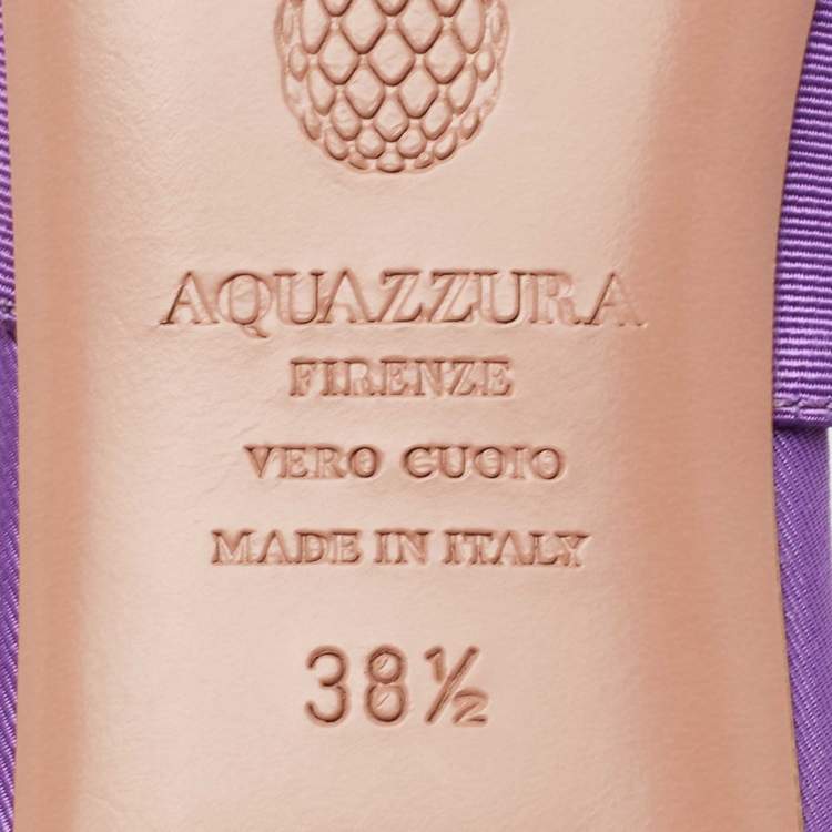 مملوكة مسبقًا Aquazzura Purple Fabric Sunflower Embellished Mules Size 38.5