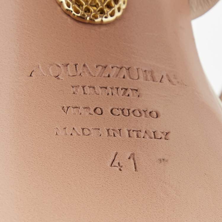 مملوكة مسبقًا Aquazzura Beige Leather Strappy Platform Sandals Size 41
