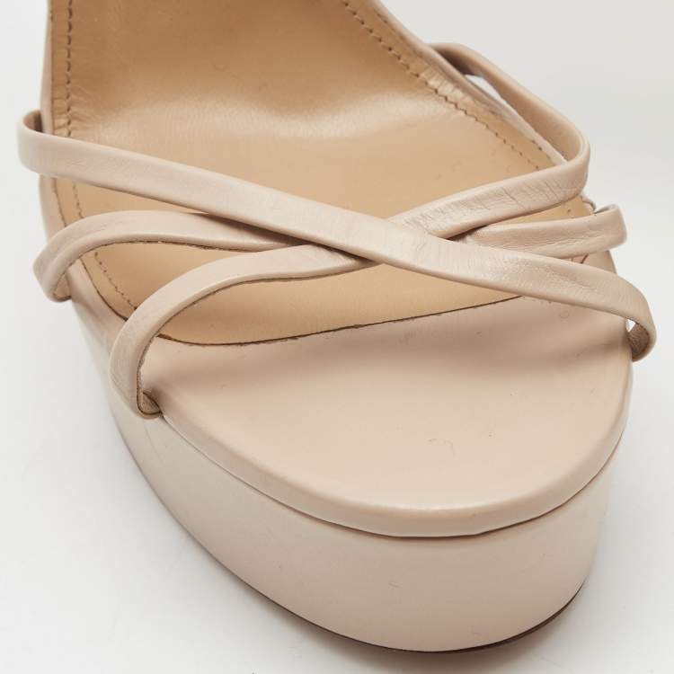 مملوكة مسبقًا Aquazzura Beige Leather Strappy Platform Sandals Size 41