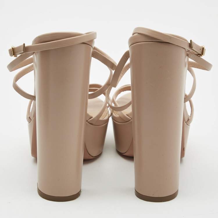 مملوكة مسبقًا Aquazzura Beige Leather Strappy Platform Sandals Size 41