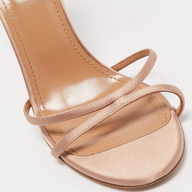 Pre Owned Aquazzura Pink Satin Purist Ankle Strap Sandals Size 41 