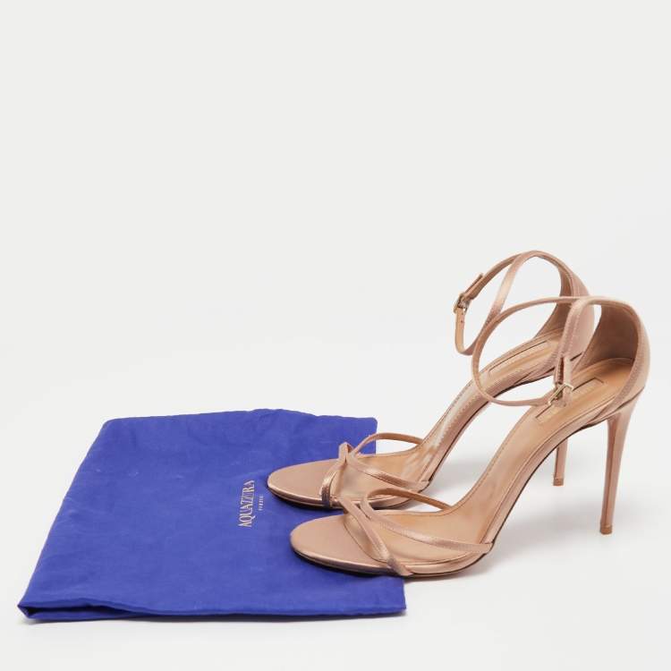 Pre Owned Aquazzura Pink Satin Purist Ankle Strap Sandals Size 41 