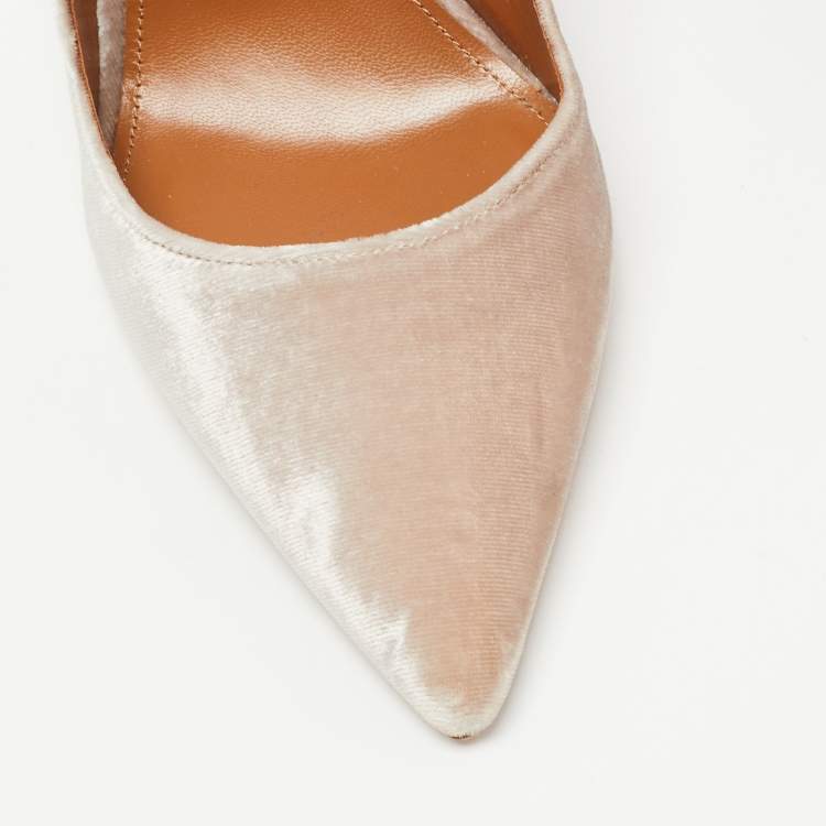 Pre Owned Aquazzura Grey Velvet Forever Marilyn Pumps Size 39