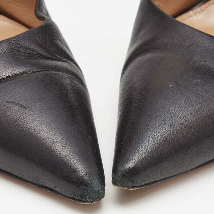 مملوكة مسبقًا Aquazzura Black Leather Casablanca Ankle Cuff Pumps Size 40