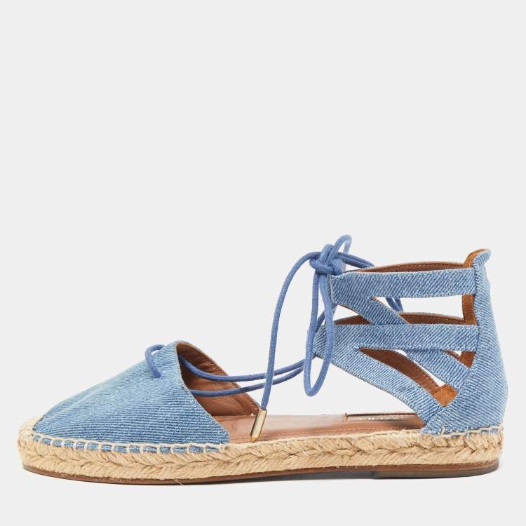 Aquazzura Blue Demin Belgravia Espadrille Flat Sandals Size 36 Aquazzura |  The Luxury Closet