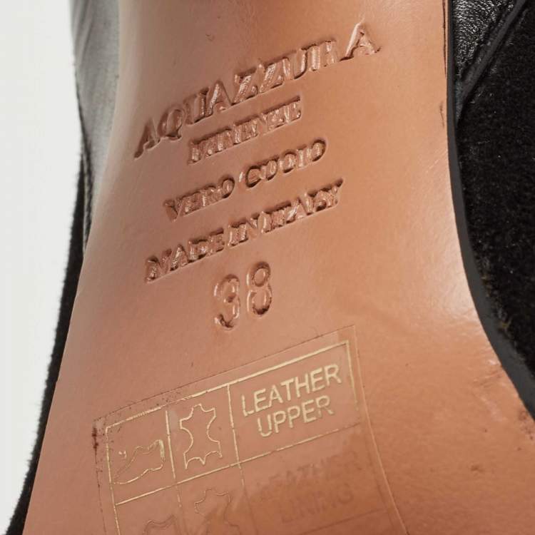 Pre Owned Aquazzura Black Leather and Suede Ankle Boots Size 38 
