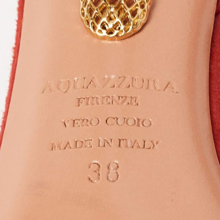مملوكة مسبقًا Aquazzura Red Suede Wild Thing Ankle Tie Sandals Size 38