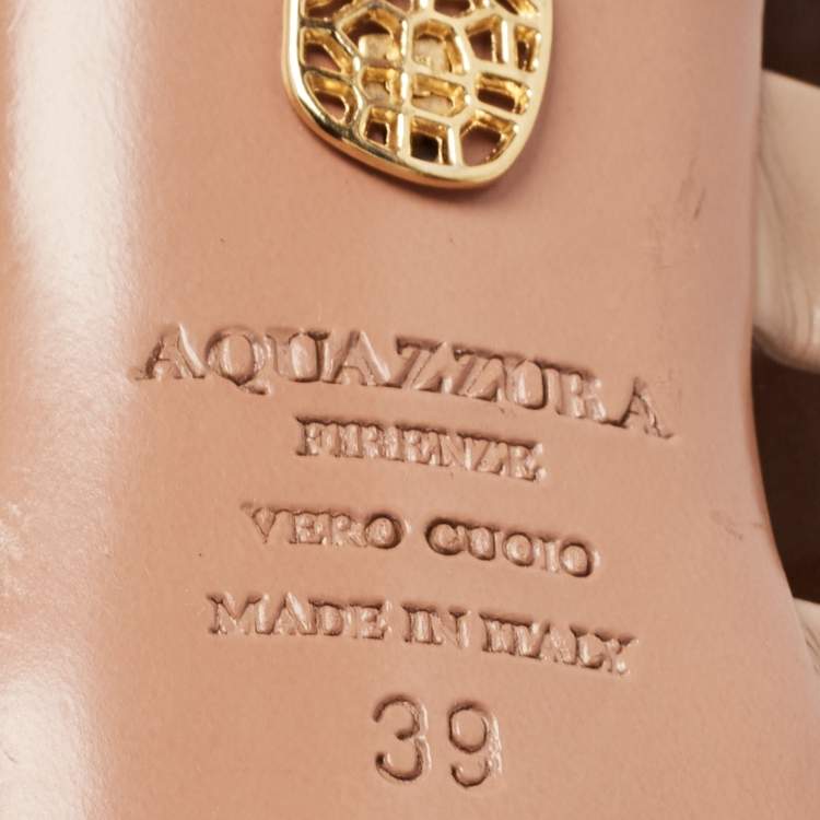 Pre Owned Aquazzura Dusty Pink Leather Amazon Sandals Size 39