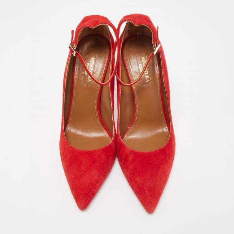 Pre Owned Aquazzura Red Suede Dolce Vita Pumps Size 38