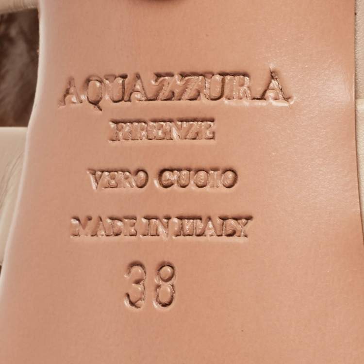 Pre Owned Aquazzura Dusty Pink Leather Amazon Sandals Size 38