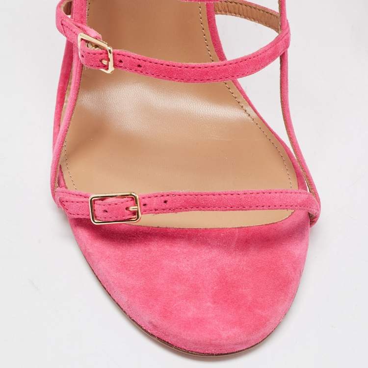 مملوكة مسبقًا Aquazzura Pink Suede Super Model Sandals Size 41