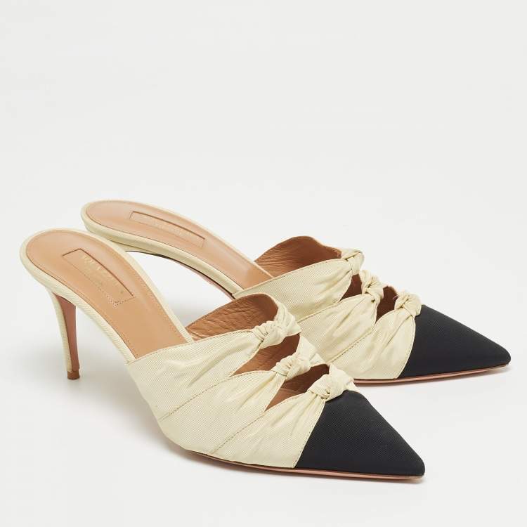 Pre Owned Aquazzura Tow Tone Knotted Fabric Mondaine Mules Size 38