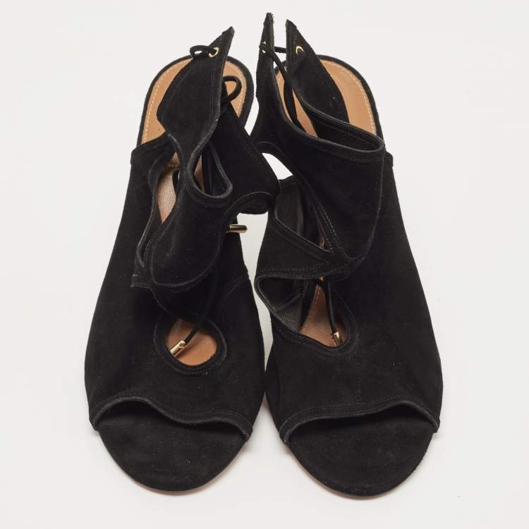 Pre Owned Aquazzura Black Suede Sexy Thing Sandals Size 42