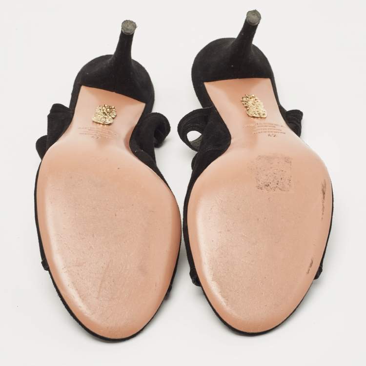 Pre Owned Aquazzura Black Suede Sexy Thing Sandals Size 42