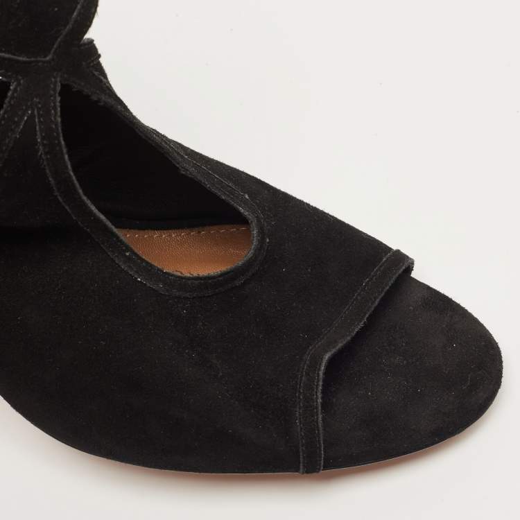 Pre Owned Aquazzura Black Suede Sexy Thing Sandals Size 42