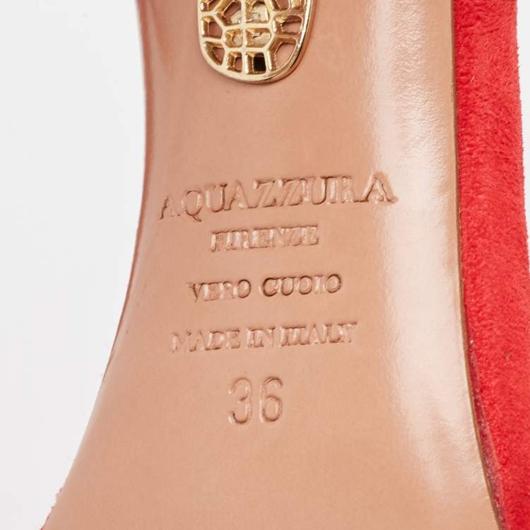 مملوكة مسبقًا Aquazzura Red Suede Wild Thing Sandals Size 36