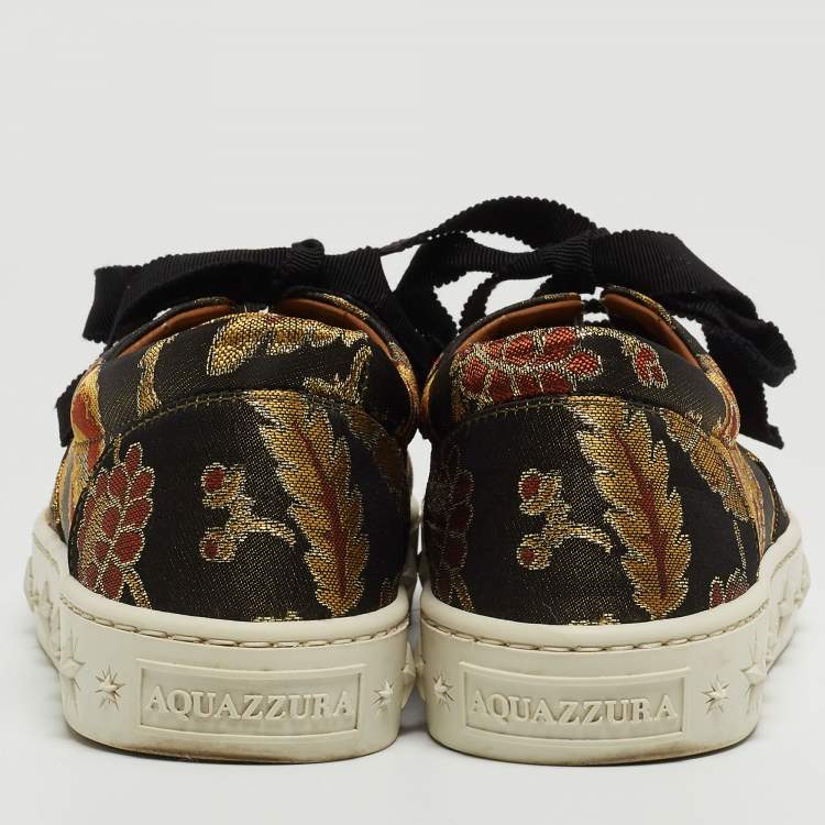 Pre Owned Aquazzura Multicolor Brocade Fabric Low Top Sneakers Size 36.5 