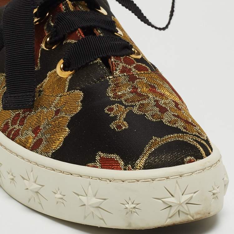Pre Owned Aquazzura Multicolor Brocade Fabric Low Top Sneakers Size 36.5 