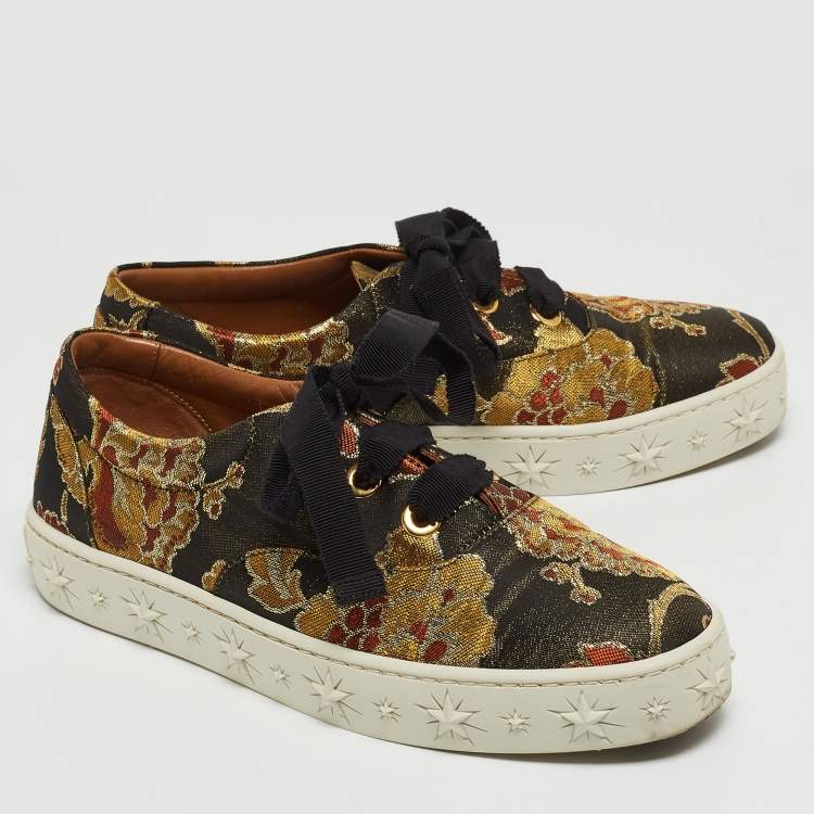 Pre Owned Aquazzura Multicolor Brocade Fabric Low Top Sneakers Size 36.5 