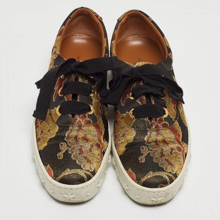 Pre Owned Aquazzura Multicolor Brocade Fabric Low Top Sneakers Size 36.5 