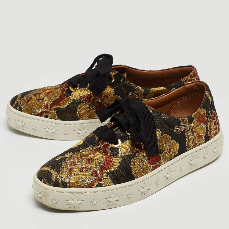 Pre Owned Aquazzura Multicolor Brocade Fabric Low Top Sneakers Size 36.5 