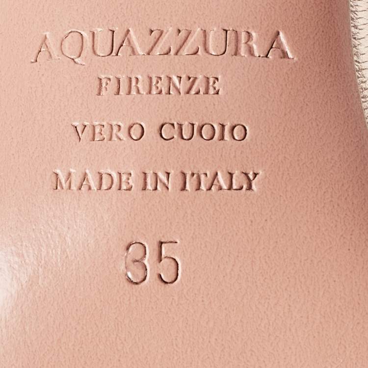 Pre Owned Aquazzura Rose Gold Leather So Nude Sandals Size 35