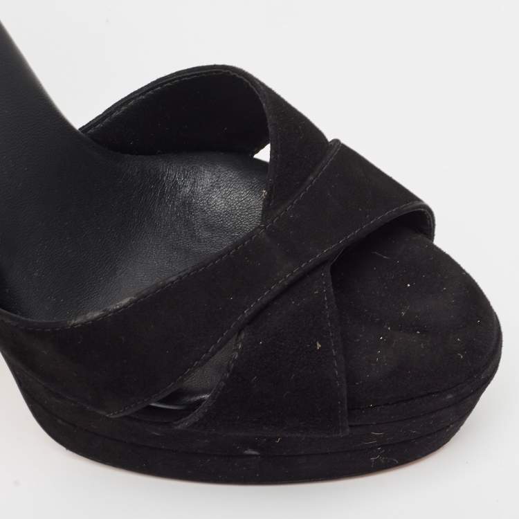مملوكة مسبقًا Aquazzura Black Suede Ankle Strap Sandals Size 38
