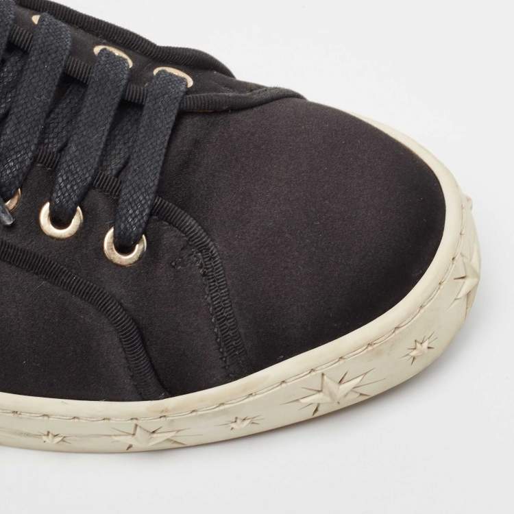 Pre Owned Aquazzura Black Satin L.A Low Top Sneakers  Size 38
