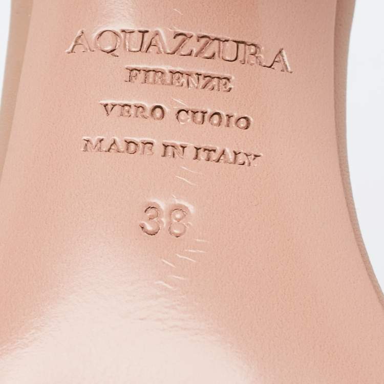 Pre Owned Aquazzura Powder Pink Leather So Nude Slingback Sandals Size 38 