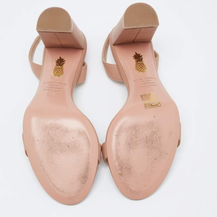 Pre Owned Aquazzura Powder Pink Leather So Nude Slingback Sandals Size 38 