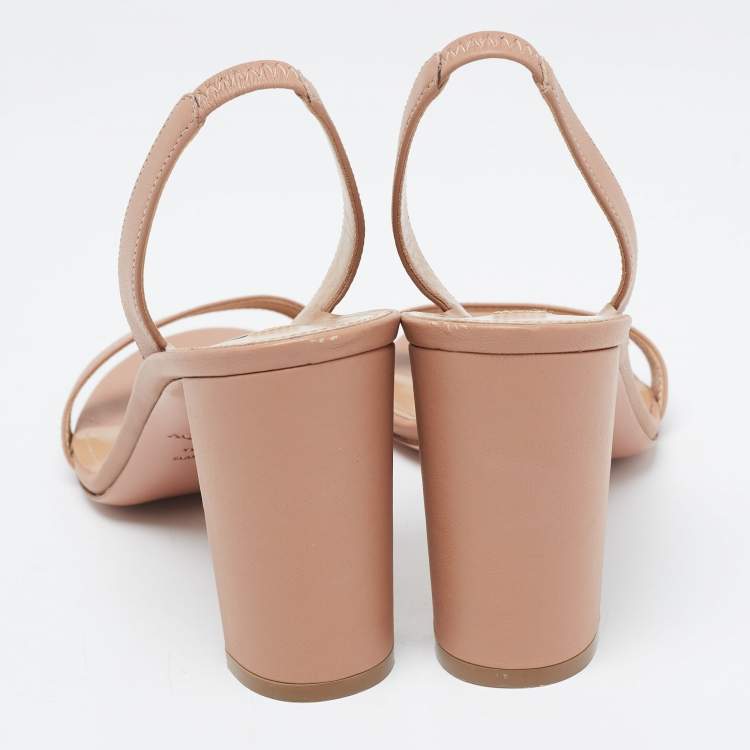 Pre Owned Aquazzura Powder Pink Leather So Nude Slingback Sandals Size 38 