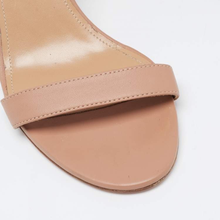 Pre Owned Aquazzura Powder Pink Leather So Nude Slingback Sandals Size 38 