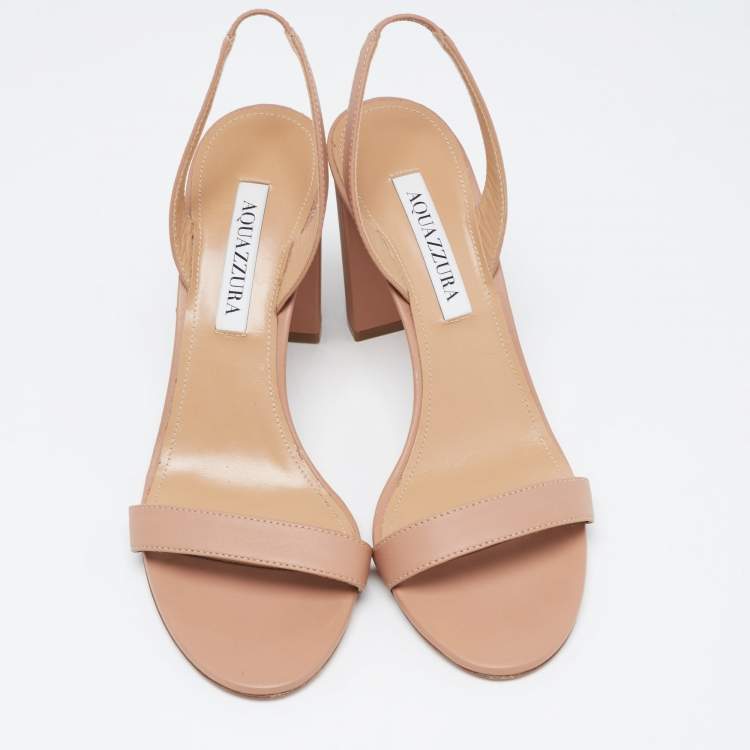 Pre Owned Aquazzura Powder Pink Leather So Nude Slingback Sandals Size 38 