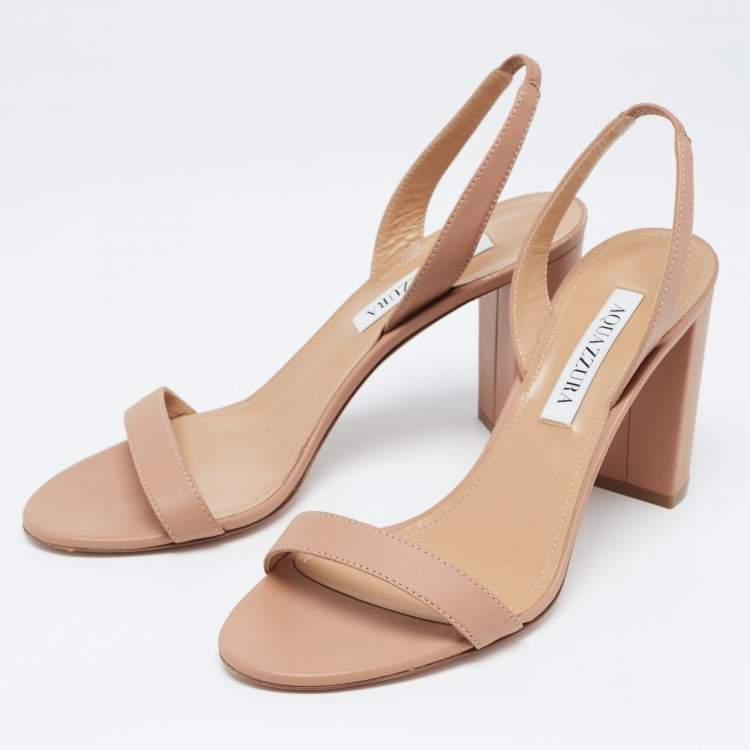 Pre Owned Aquazzura Powder Pink Leather So Nude Slingback Sandals Size 38 
